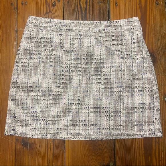 Ann Taylor LOFT Tweed Pencil Skirt Size 14 Pink Blue Metallic Lined Career Work - Picture 1 of 7